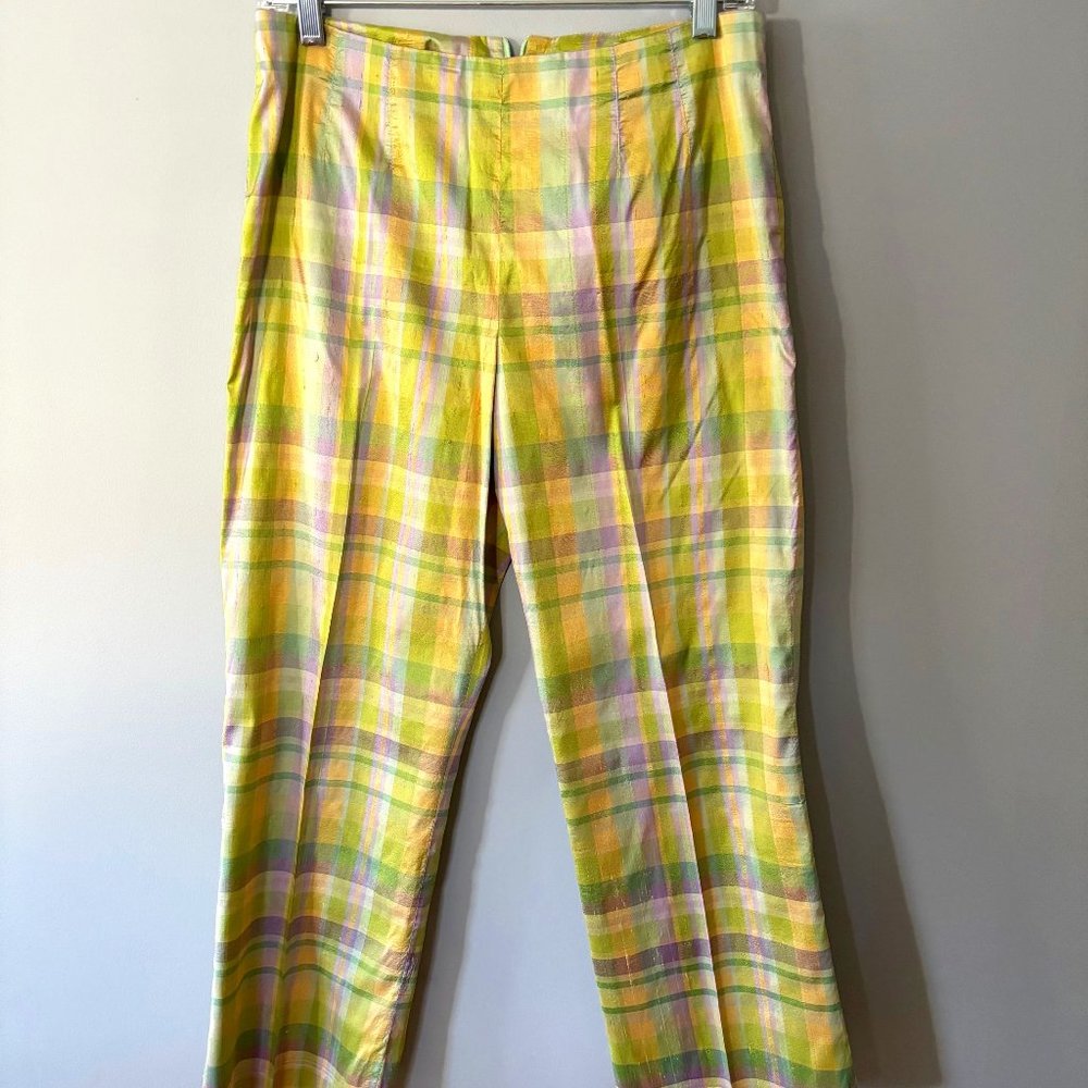 NANETTE LAPORE I 100% Raw Silk Plaid Pants I Size 8
